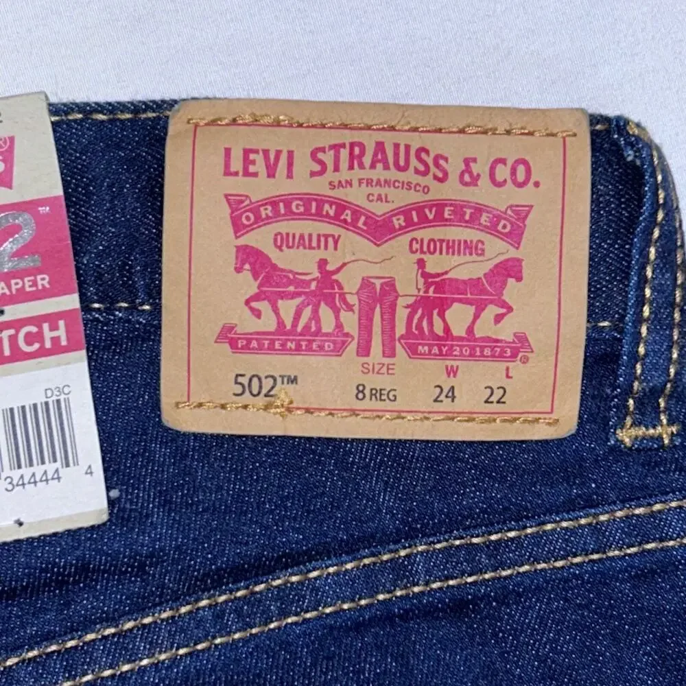 Levi's 502 Regular Taper Stretch Jeans Size 8 Reg 24W 22L NWT